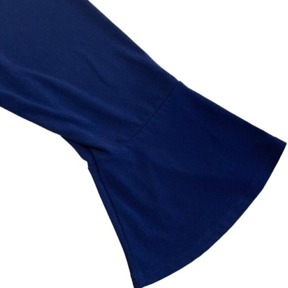 CHICO'S Navy Lace Up Bell Sleeve Blouse - Size Large - Picture 4 of 8